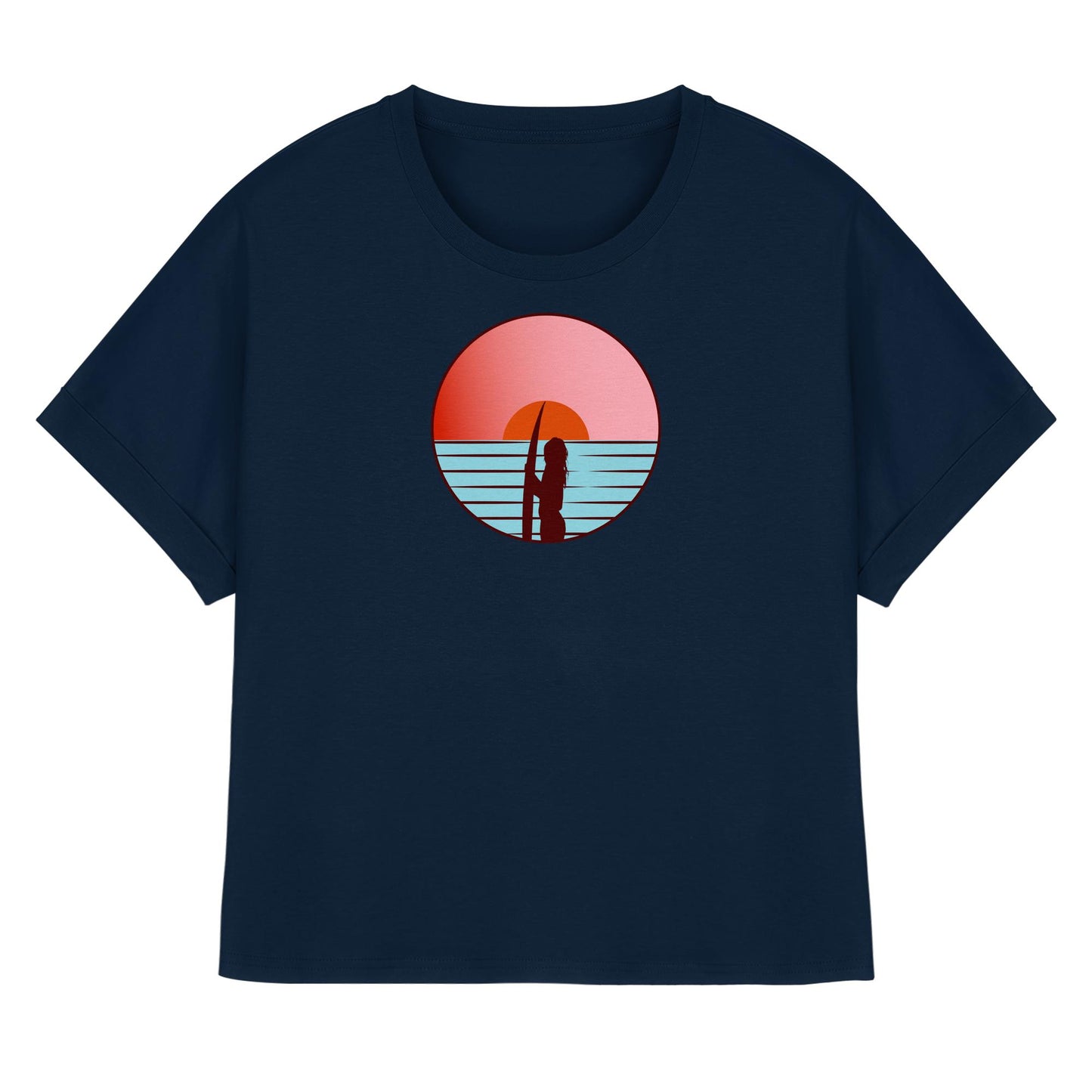 Sunsets of Happiness - Womens Organic Rolled Sleeves T-Shirt