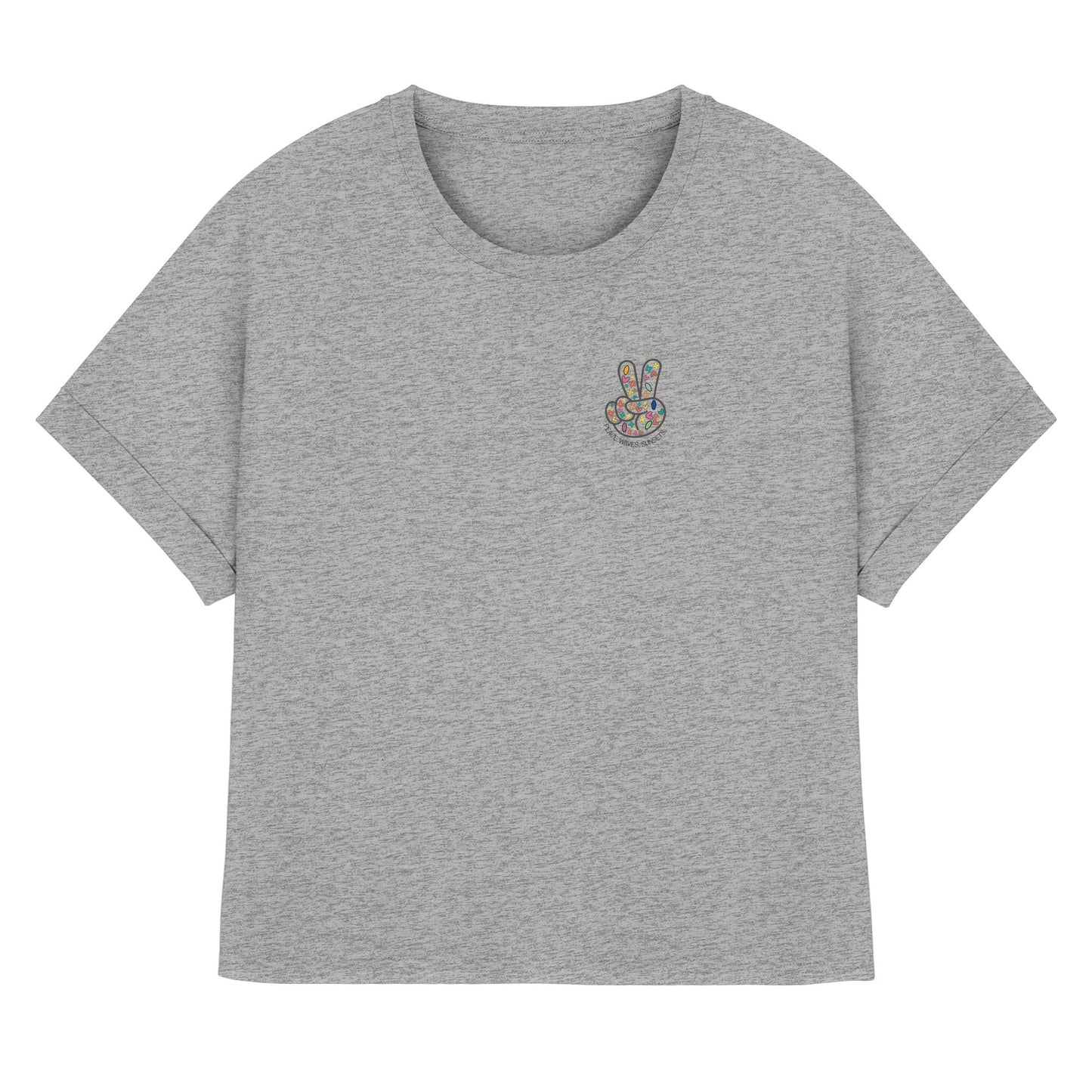 Peace. Waves. Sunsets. - Womens Organic Rolled Sleeves T-Shirt