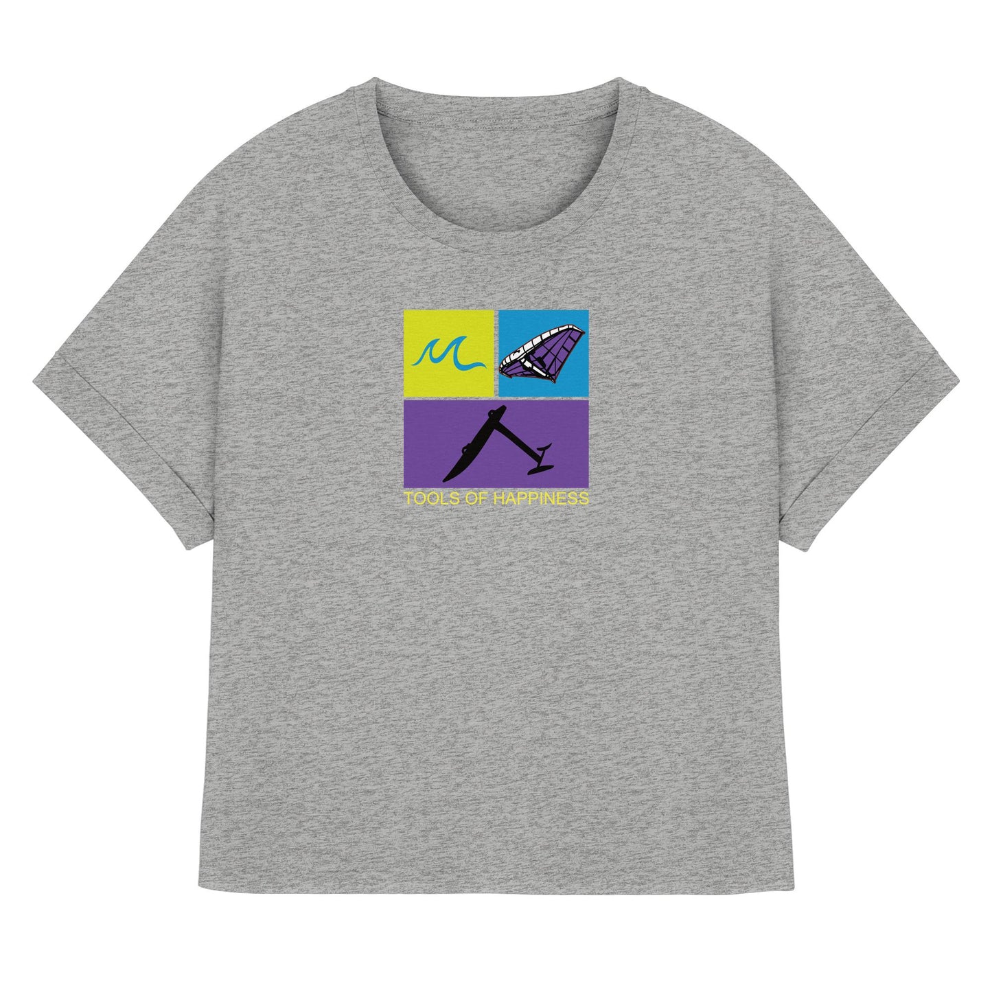 Wingoil-Tools for Happiness - Womens Organic Rolled Sleeves T-Shirt