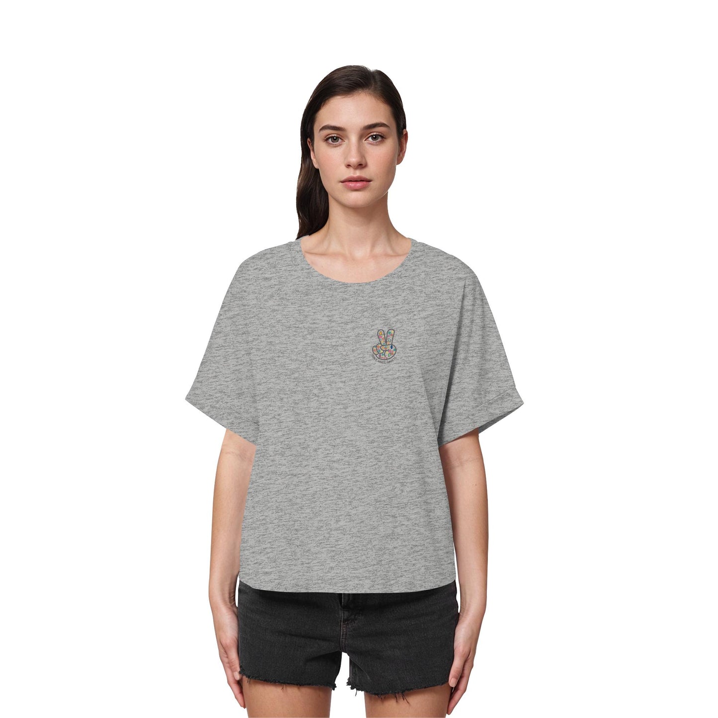 Peace. Waves. Sunsets. - Womens Organic Rolled Sleeves T-Shirt