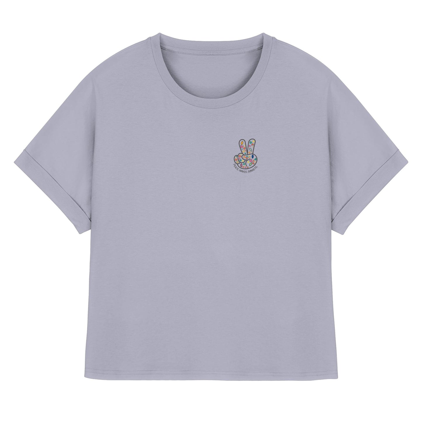 Peace. Waves. Sunsets. - Womens Organic Rolled Sleeves T-Shirt