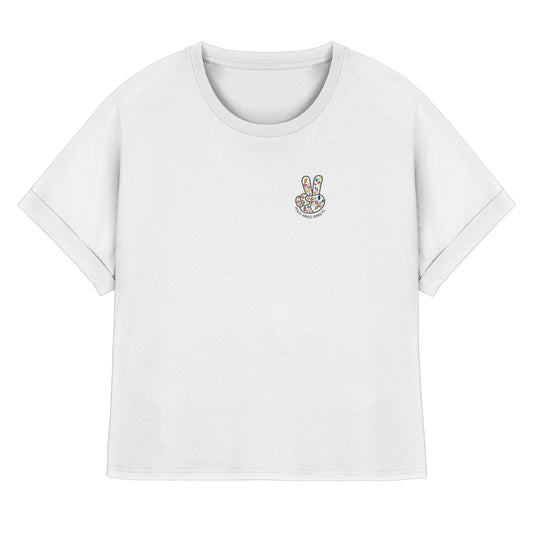 Peace. Waves. Sunsets. - Womens Organic Rolled Sleeves T-Shirt