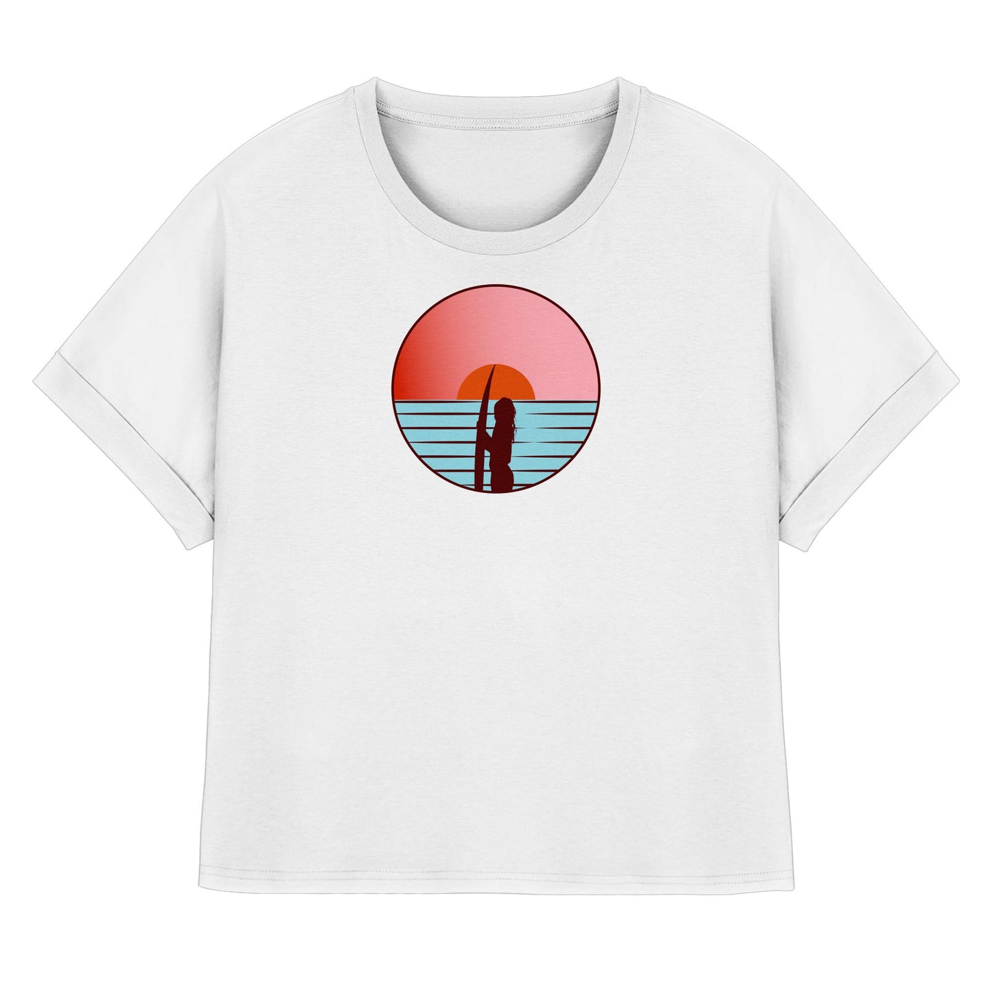 Sunsets of Happiness - Womens Organic Rolled Sleeves T-Shirt