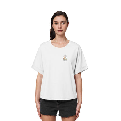 Peace. Waves. Sunsets. - Womens Organic Rolled Sleeves T-Shirt