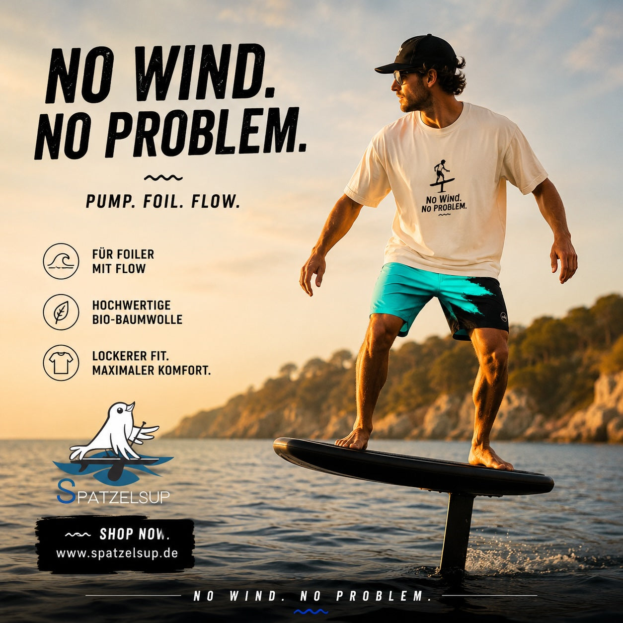 Pumpfoil-No Wind. No Problem. Boxy-T-Shirt für Herren