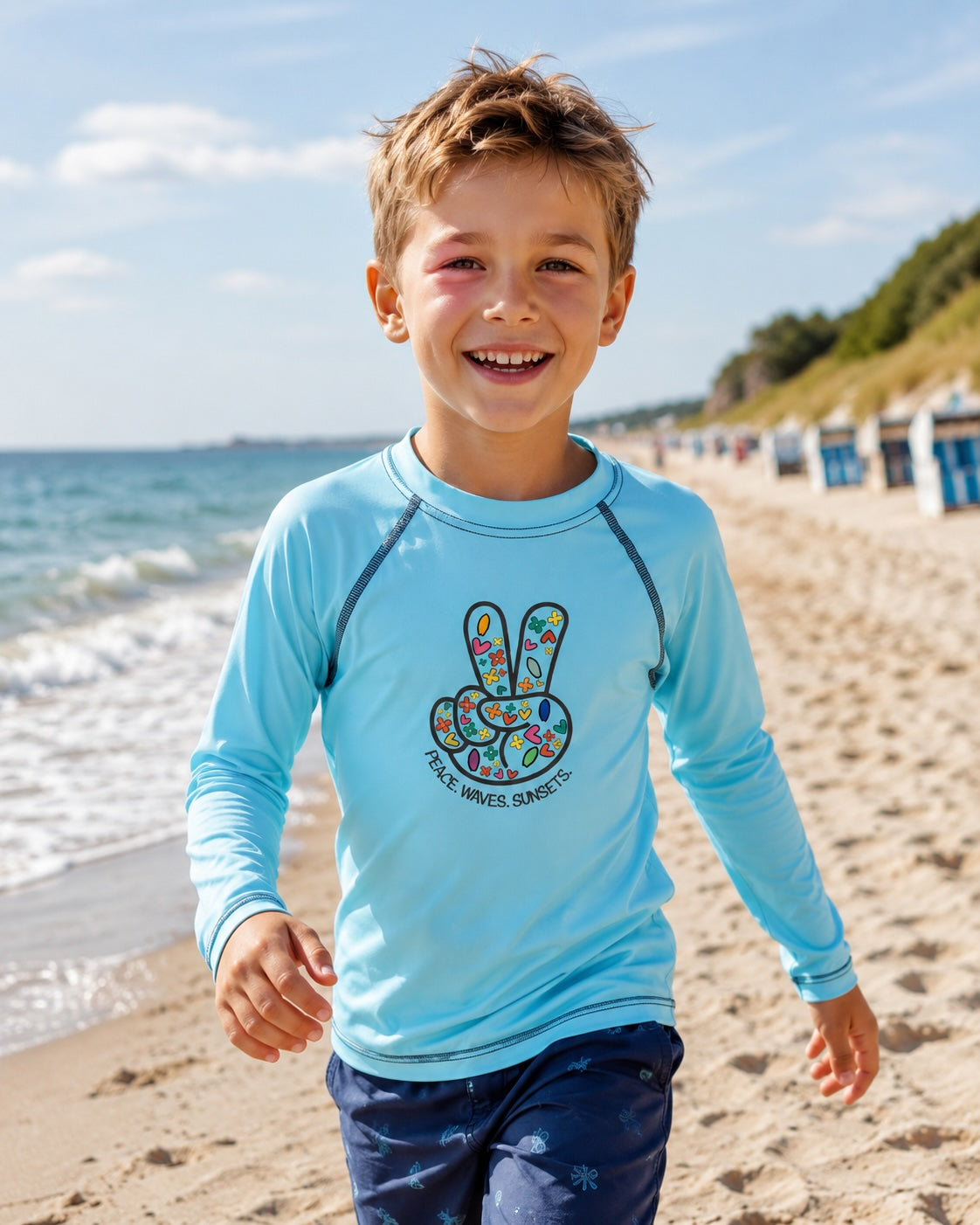 Peace. Waves. Sunset. Kinder-Rash-Guard