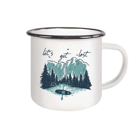 let´s get lost - Emaille Tasse (Black)