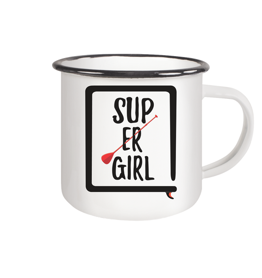 SUP ER GIRL - Emaille Tasse (Black)