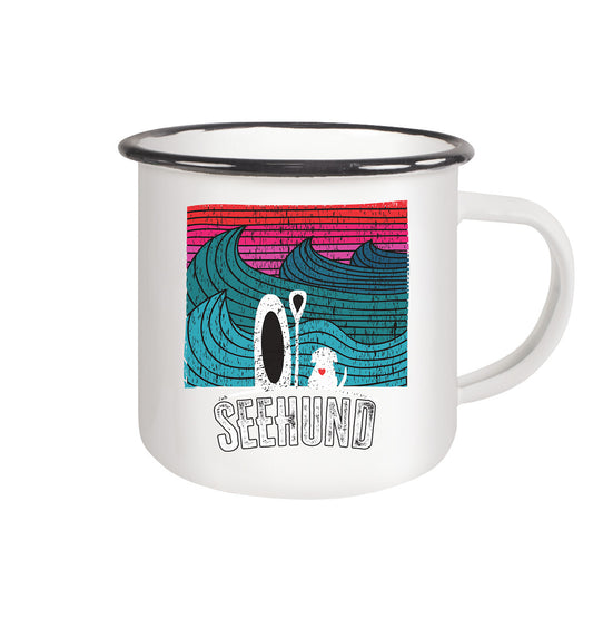 Seehund - Emaille Tasse (Black)