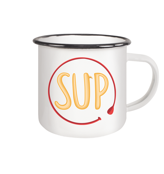 SUP & Paddle - Emaille Tasse (Black)