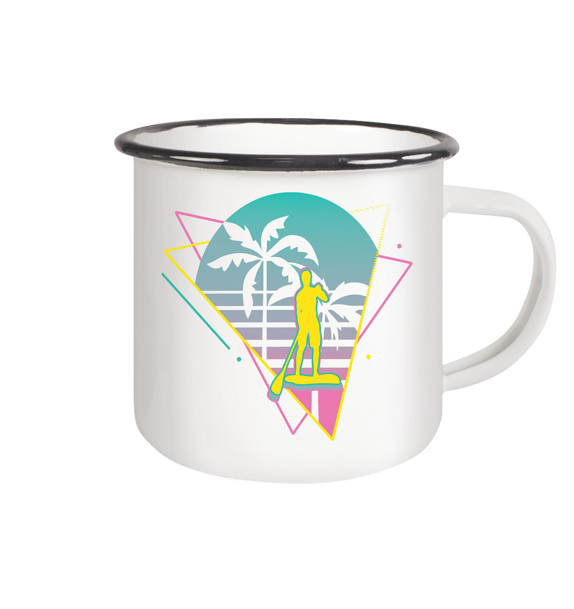 SUP-Neon Rider - Emaille Tasse (Black)