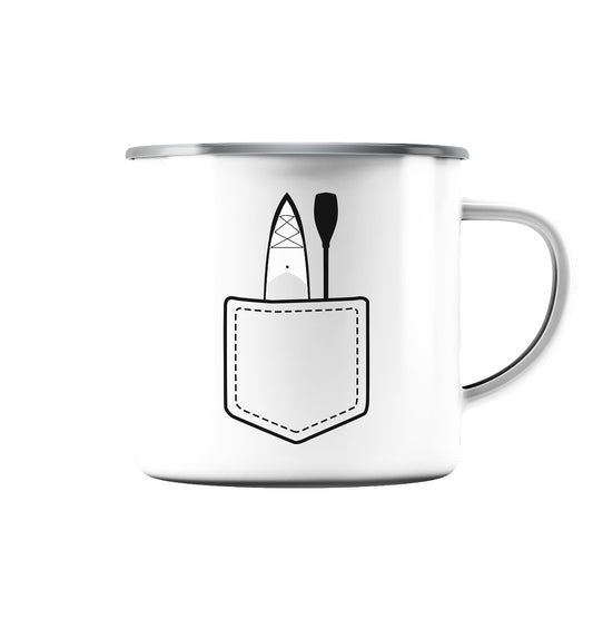 SUP-Glück - Emaille Tasse (Silber)