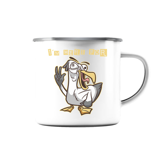 Lustiges SUP-Stockfisch - Emaille Tasse (Silber)