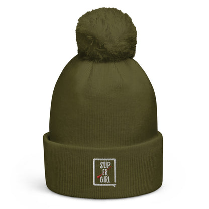 SUP ER GIRL Bommel-Beanie