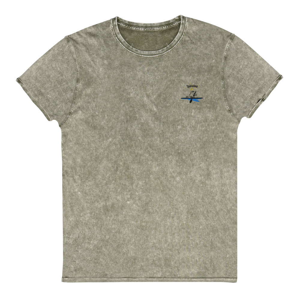 Spatzelsup Denim-T-Shirt gesticktes Design