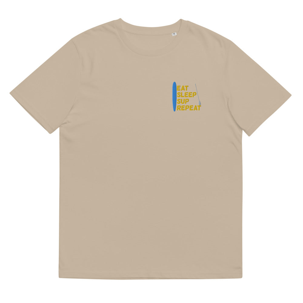 Eat Sleep SUP Repeat Unisex-Bio-Baumwoll-T-Shirt- Stick Design