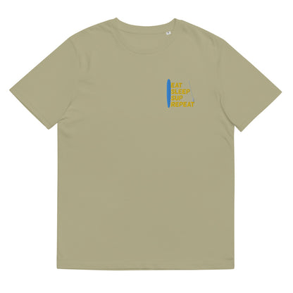 Eat Sleep SUP Repeat Unisex-Bio-Baumwoll-T-Shirt- Stick Design
