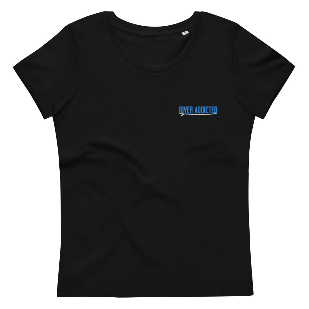 Flusssüchtig enganliegendes Bio-T-Shirt für Damen gesticktes Design