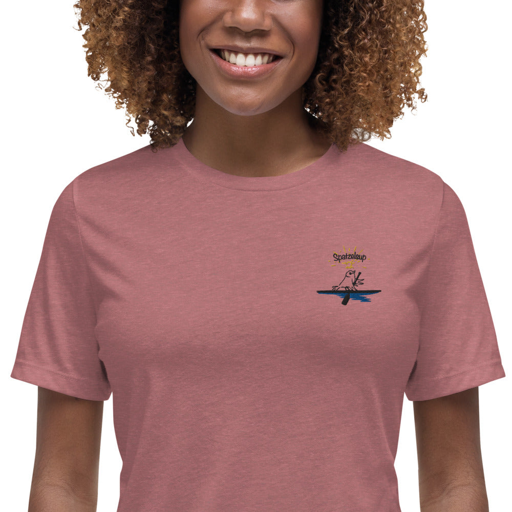 Spatzelsup Lockeres Damen-T-Shirt gesticktes Design